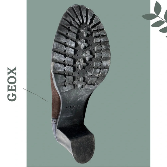 Geox Respira  Amphibiox Brown Leather/Suede Block Heel Mule Shoes Size 38 - Picture 6 of 12